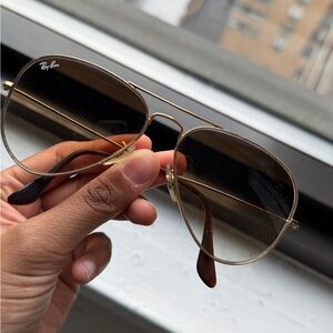 Ray-Ban Black Leather Sunglasses Case with Gold Logo